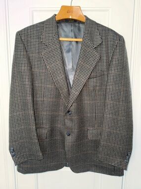 Orvis Blazer Sport Coat Jacket Tweed Houndstooth Plaid Mens Size 42S